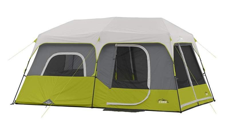 The CORE 9-Person Instant Cabin Tent can be in place in as little as 60 seconds, while other CORE models take a little longer