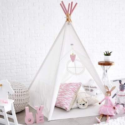 Hippococo White Canvas Teepee Tent for Kids