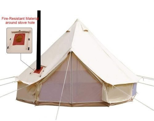 PlayDo 4-Season Canvas Bell Tent with Stove Hole