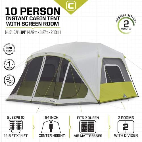 CORE 10 Person Instant Tent with Screen Room