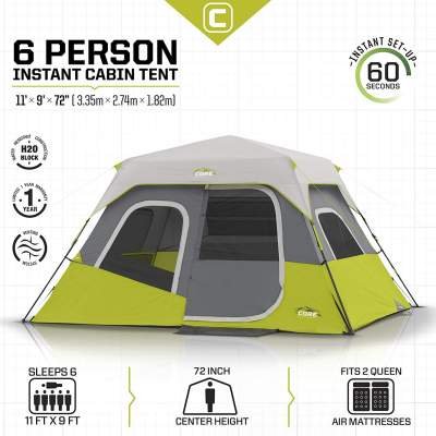 CORE 6 Person Instant Cabin Tent Pitched