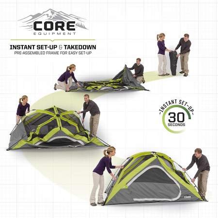 Pitching core 4 person instant dome