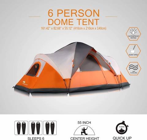Mobihome 6 Person Extended Pop Up Dome Tent