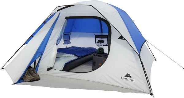 4 person ozark dome tent pitched