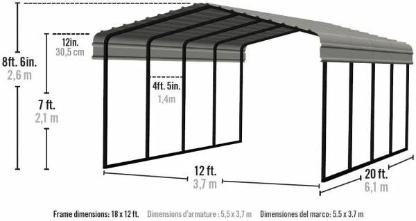Arrow Steel Carport dimensions