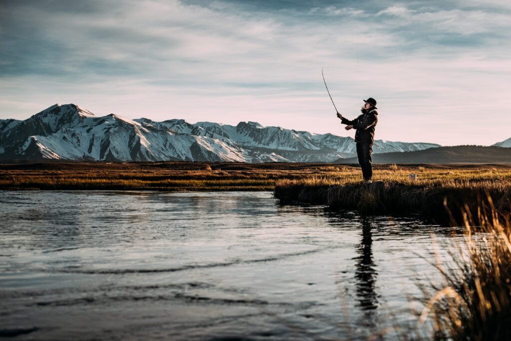 Many Fly Fishing By Mountain